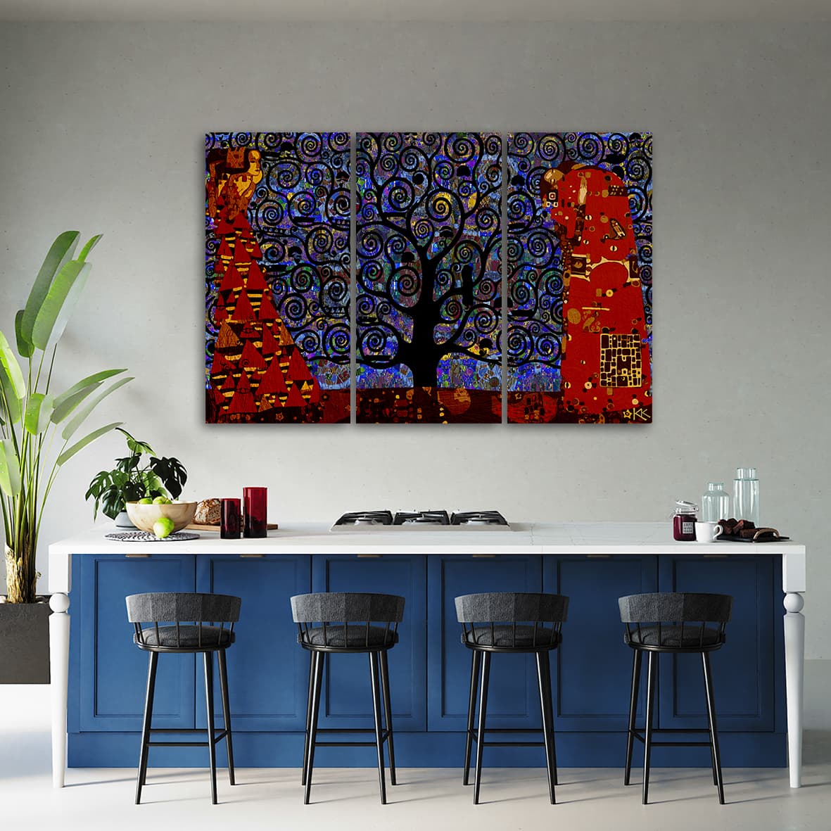 

Obraz trzyczęściowy Deco Panel, Niebieskie drzewo życia abstrakcja (Rozmiar 90x60)