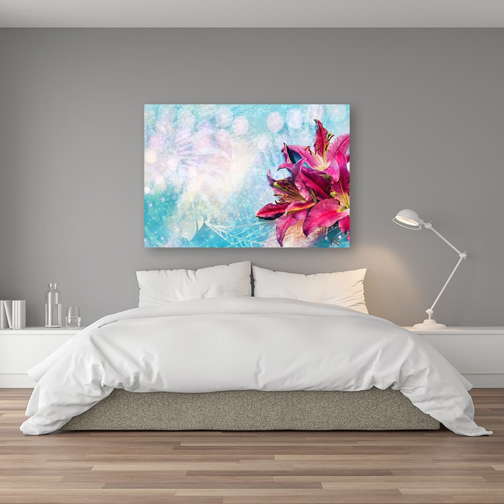 

Obraz Deco Panel, Różowe kwiaty na niebieskim tle (Rozmiar 120x80)