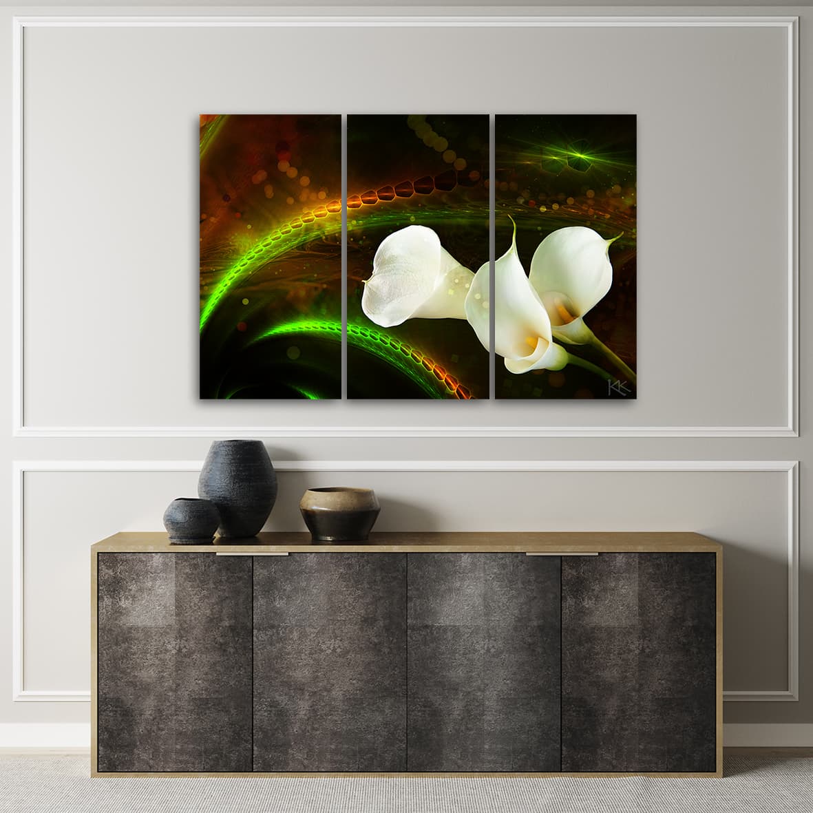 

Obraz trzyczęściowy Deco Panel, White flower on brown background (Rozmiar 90x60)