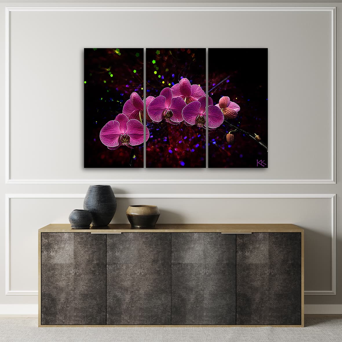 

Obraz trzyczęściowy Deco Panel, Orchidea na ciemnym tle (Rozmiar 150x100)