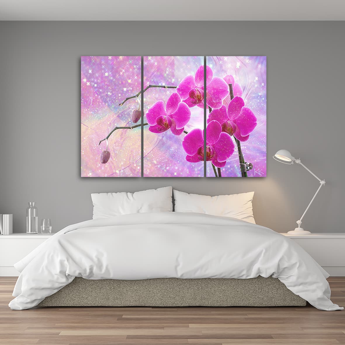 

Obraz trzyczęściowy na płótnie, Eteryczna orchidea abstrakcja (Rozmiar 150x100)