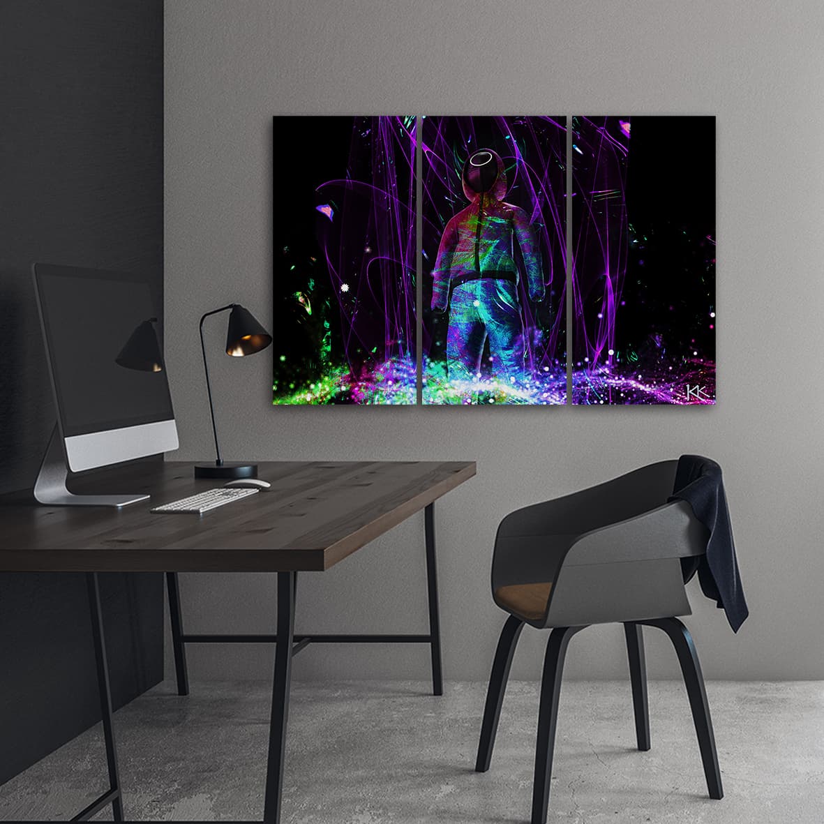 

Obraz trzyczęściowy na płótnie, Neon gracz (Rozmiar 120x80)