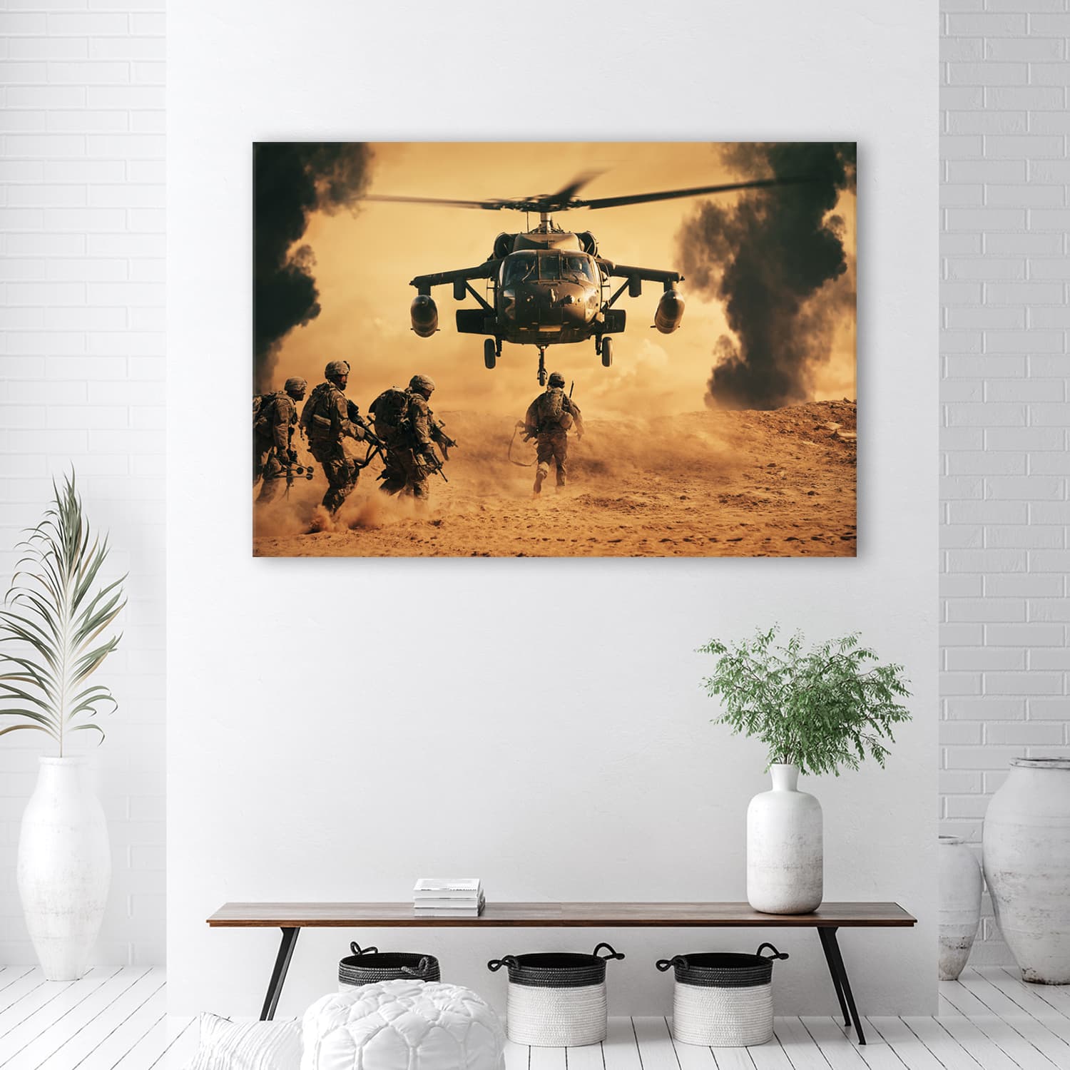 

Obraz na płótnie, Helikopter i żołnierze na misji (Rozmiar 100x70)