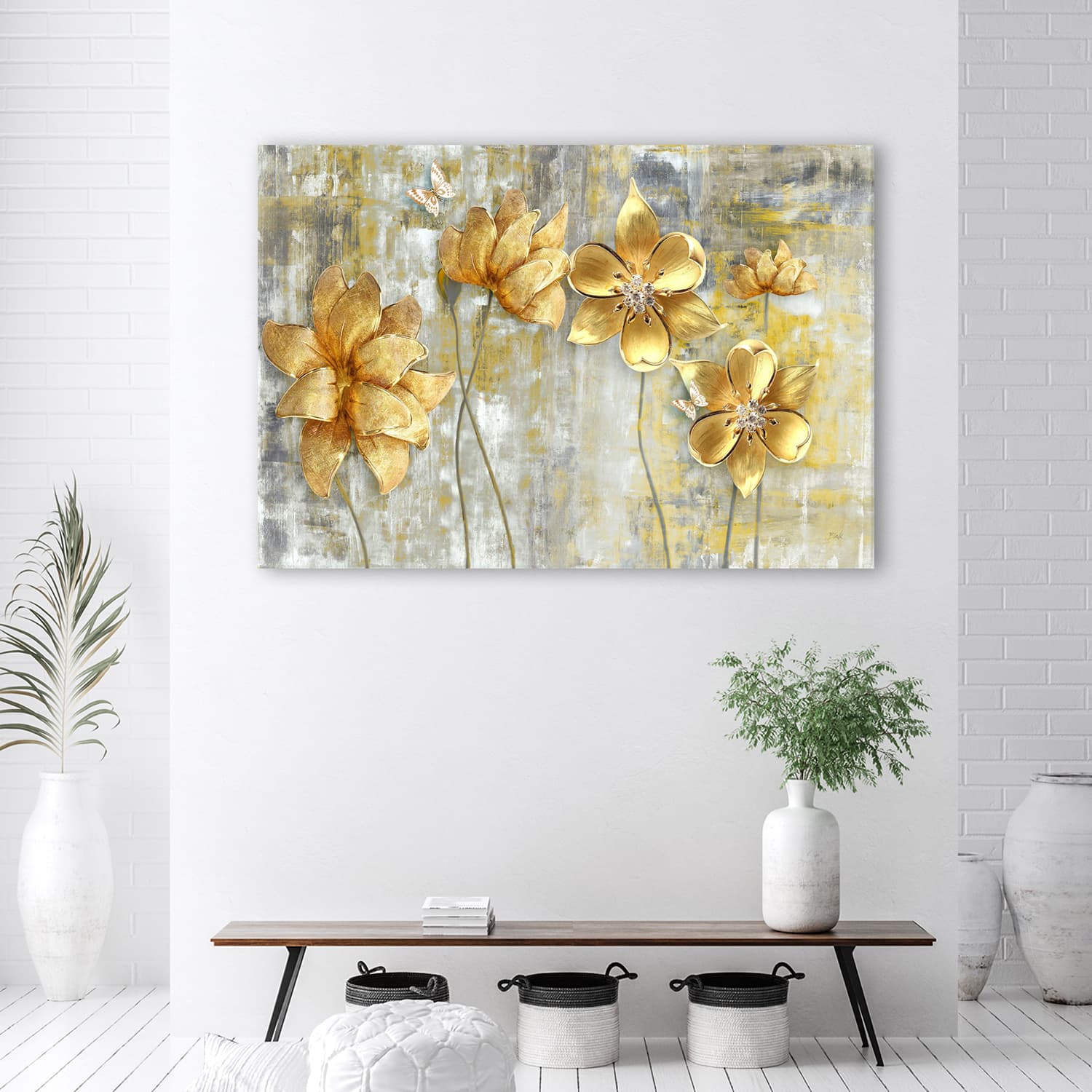 

Obraz Deco Panel, Złote kwiaty i motyle (Rozmiar 60x40)