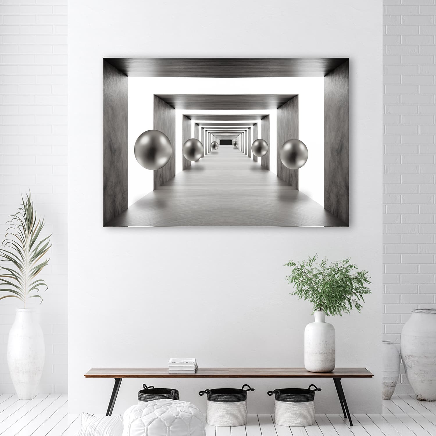 

Obraz Deco Panel, Tunel srebrne kule 3D (Rozmiar 90x60)