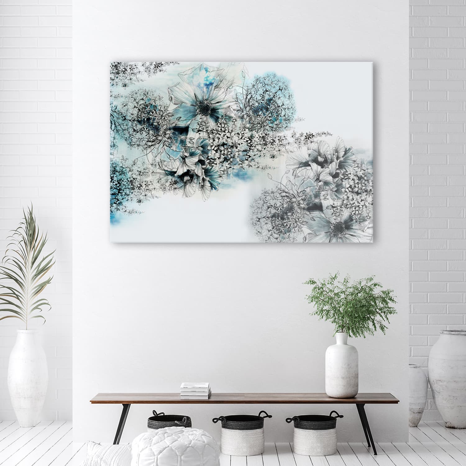 

Obraz na płótnie, Błękitne kwiaty abstrakcja (Rozmiar 60x40)