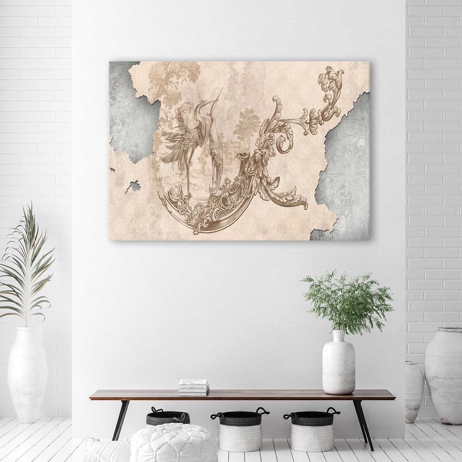 

Obraz na płótnie, Ptaki i liście na orientalnym fresku (Rozmiar 120x80)