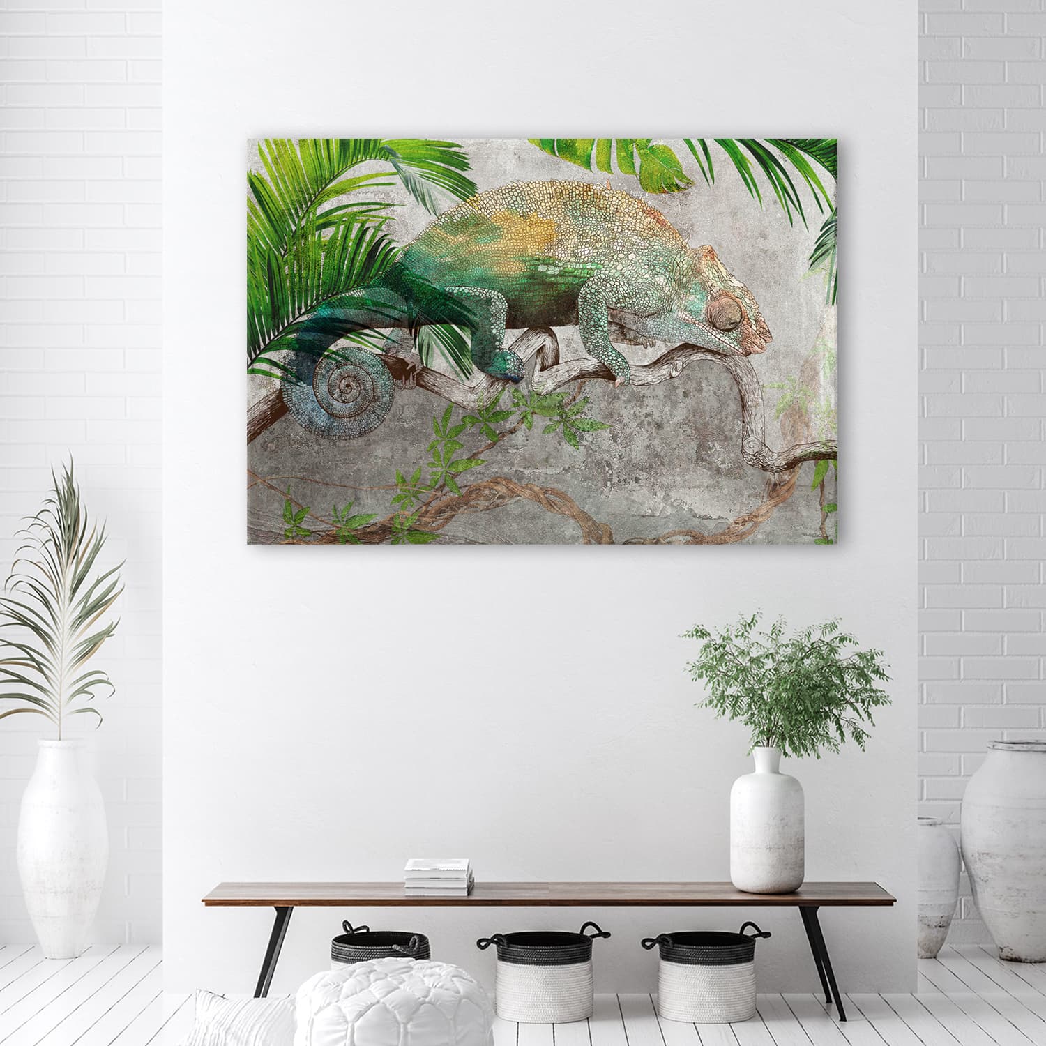 

Obraz Deco Panel, Kameleon na gałęzi dżungla (Rozmiar 60x40)