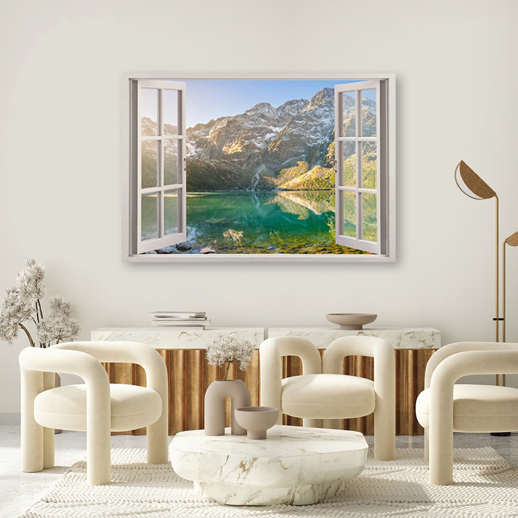 

Obraz Deco Panel, Okno Jezioro w górach Natura (Rozmiar 100x70)