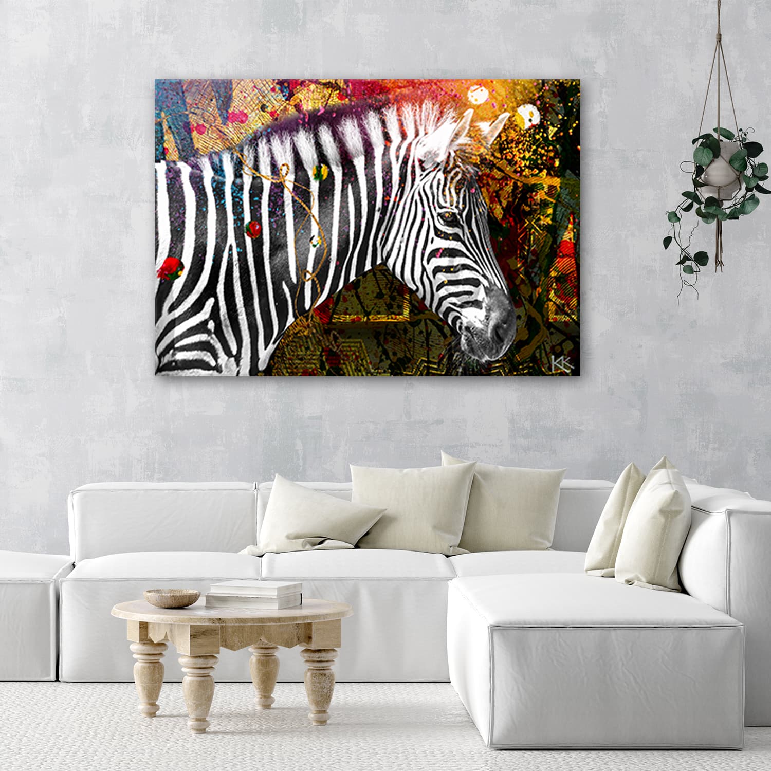 

Obraz na płótnie, Zebra na kolorowym tle (Rozmiar 100x70)