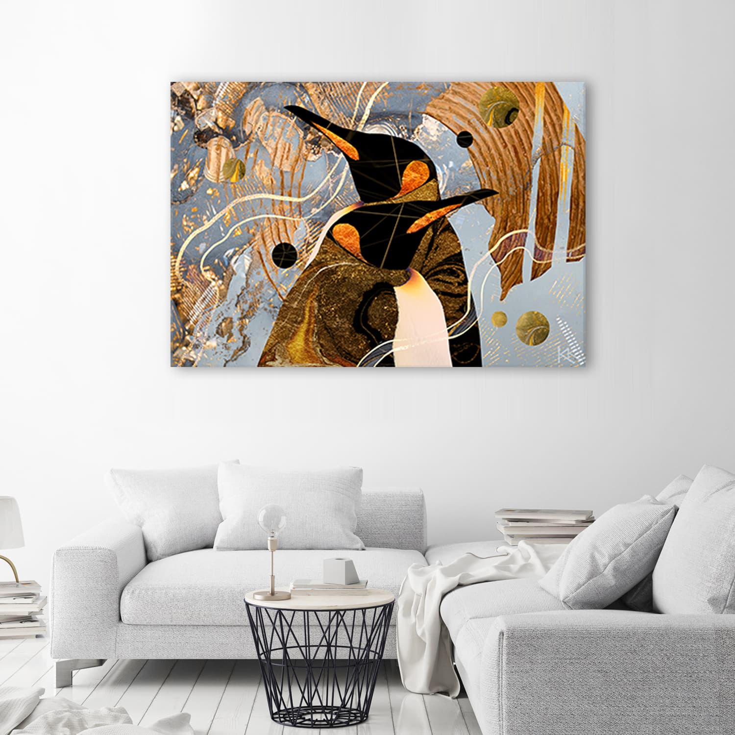 

Obraz Deco Panel, Złote Pingwiny Zwierzęta Abstrakcja (Rozmiar 100x70)