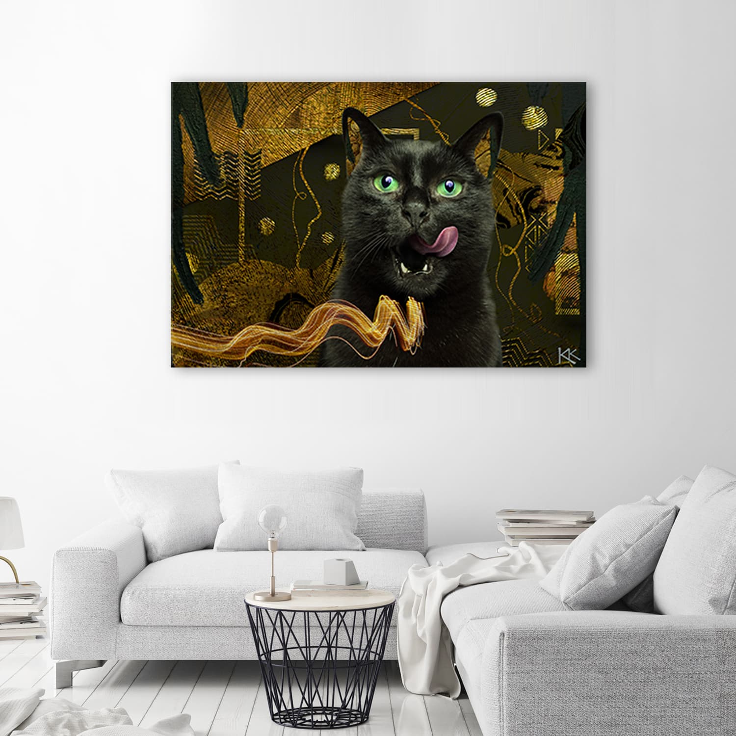 

Obraz Deco Panel, Czarny kot Złota abstrakcja (Rozmiar 60x40)