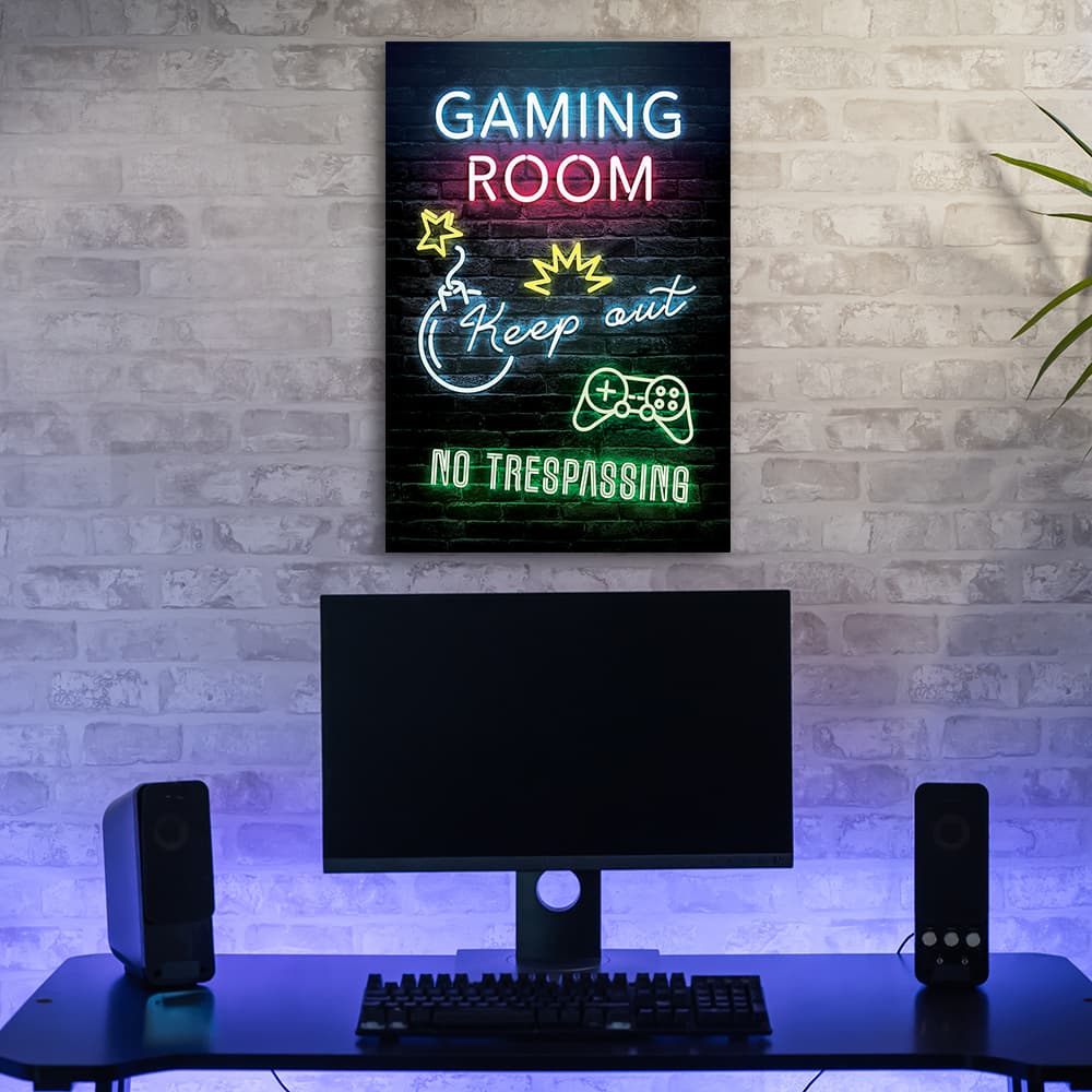 

Obraz na płótnie, Napis Pokój gracza gaming (Rozmiar 80x120)