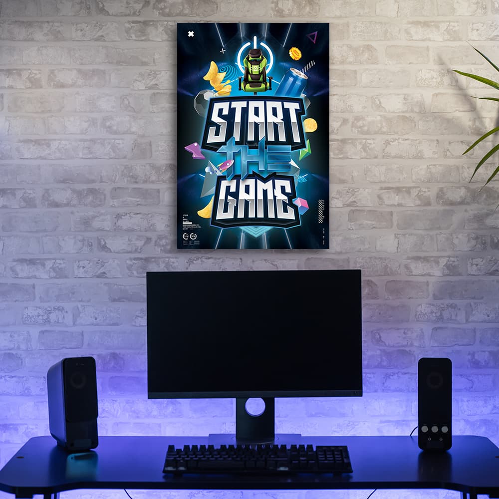 

Obraz na płótnie, Napis start game dla graczy (Rozmiar 70x100)