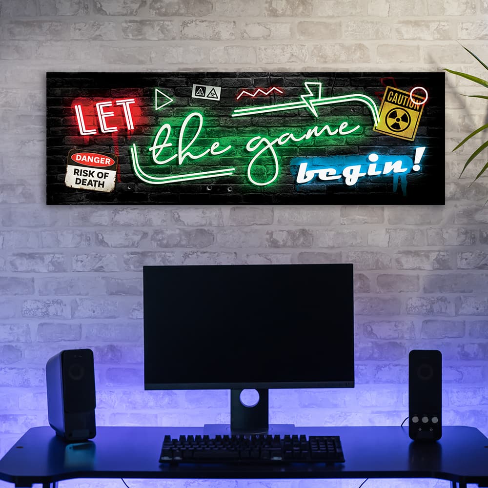 

Obraz na płótnie, Napis dla gracza neon gaming (Rozmiar 120x40)
