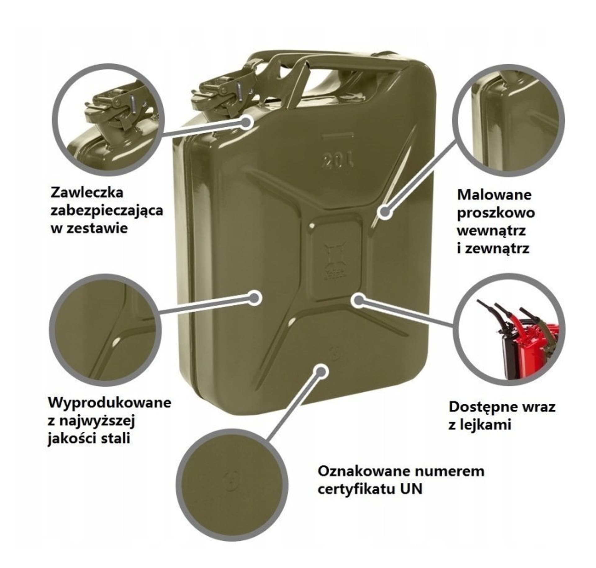 

Stalowy kanister na paliwo 20litrów BITUXX