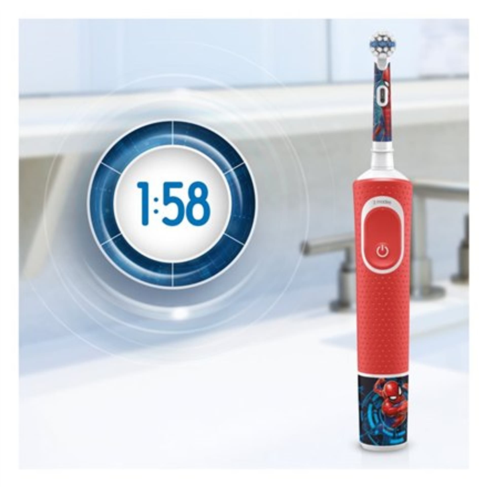 

Oral-B Electric Toothbrush Vitality 100 Kids Spiderman Rechargeable, Dla dzieci, Ilość trybów mycia zębów 1, Czerwony