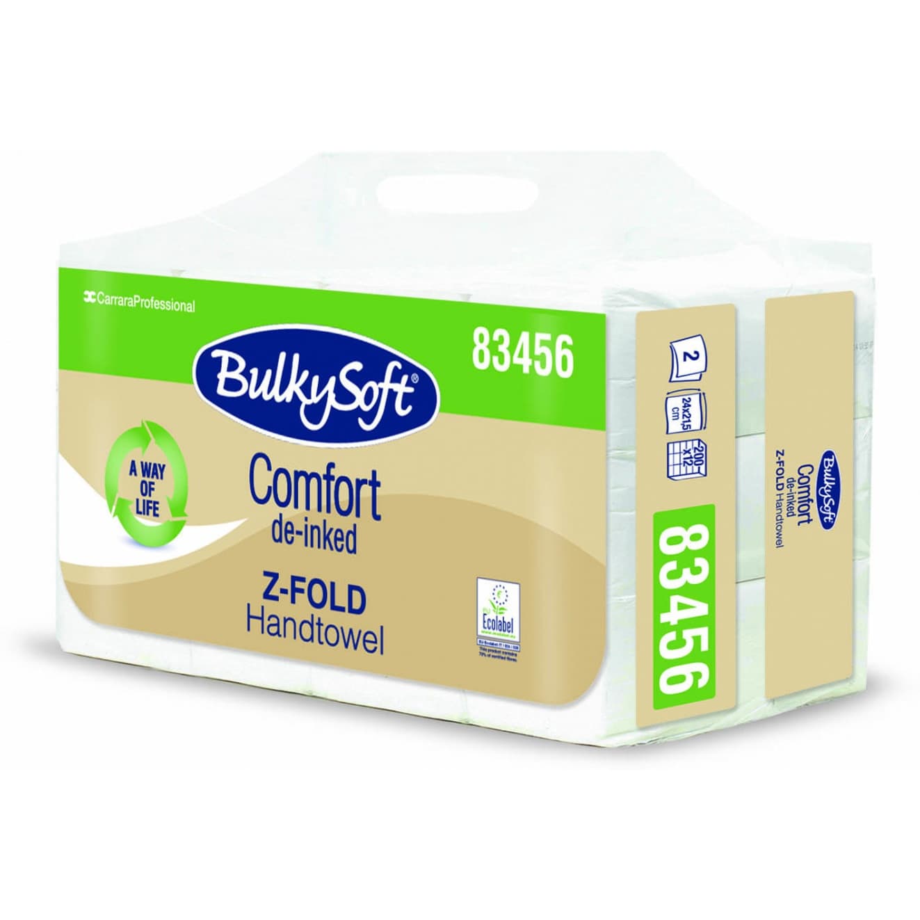 

Ręcznik papierowy składany "Z" 24x21,5cm Comfort de-inked eko 3 panelowy(2400 sztuk) 83456 BulkySoft, 2400 sztuk) 83456 bulkysof