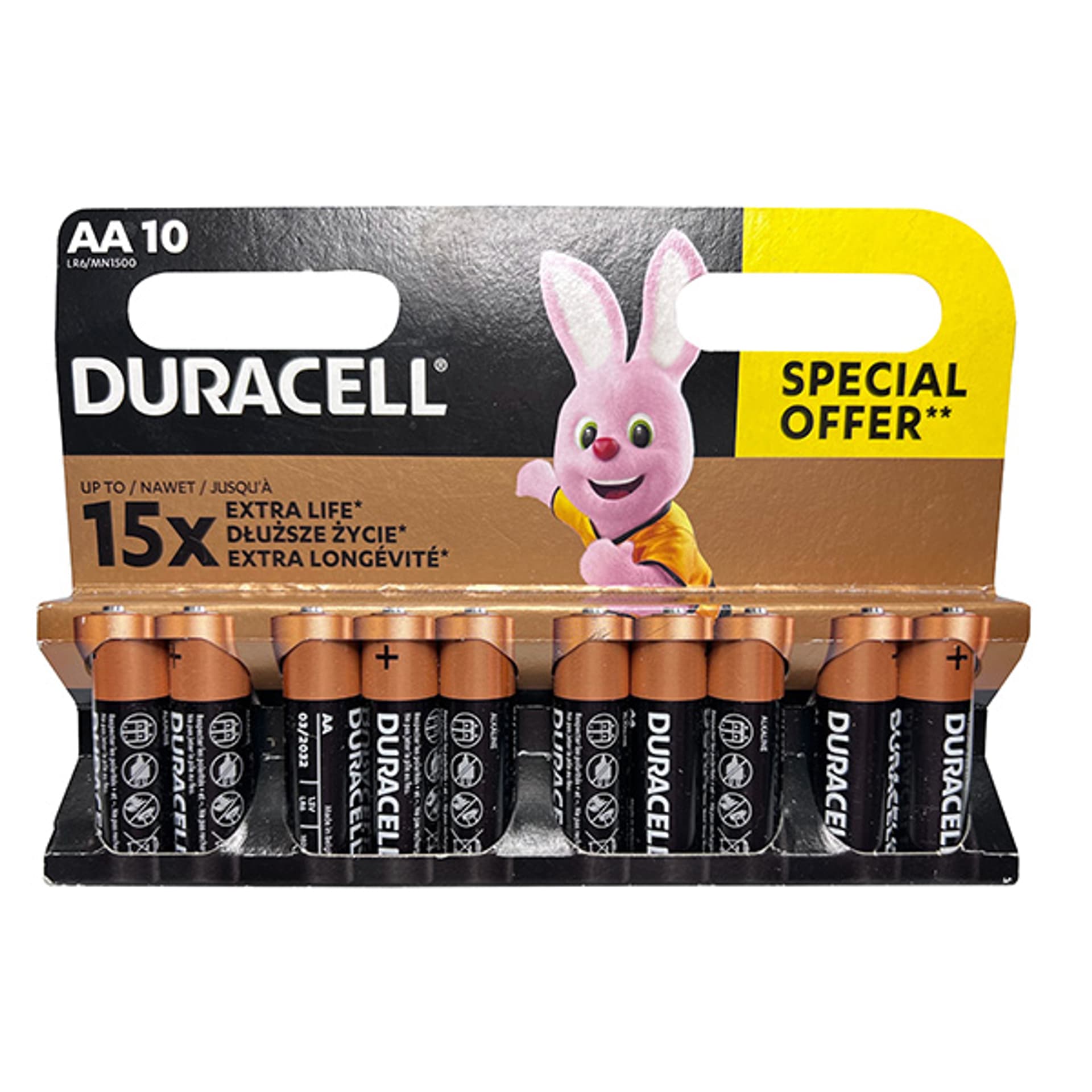 

Bateria alkaliczna, AA, 1.5V, Duracell, blistr, 10-pack, 42308, Basic