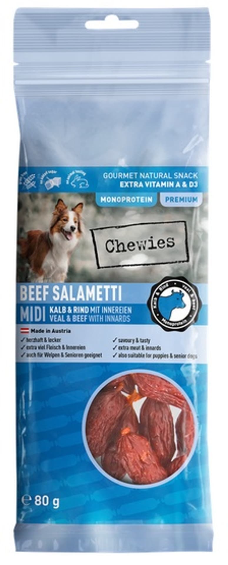 

Chewies Beef Salametti Midi cielęcina & wołowina z podrobami 80g