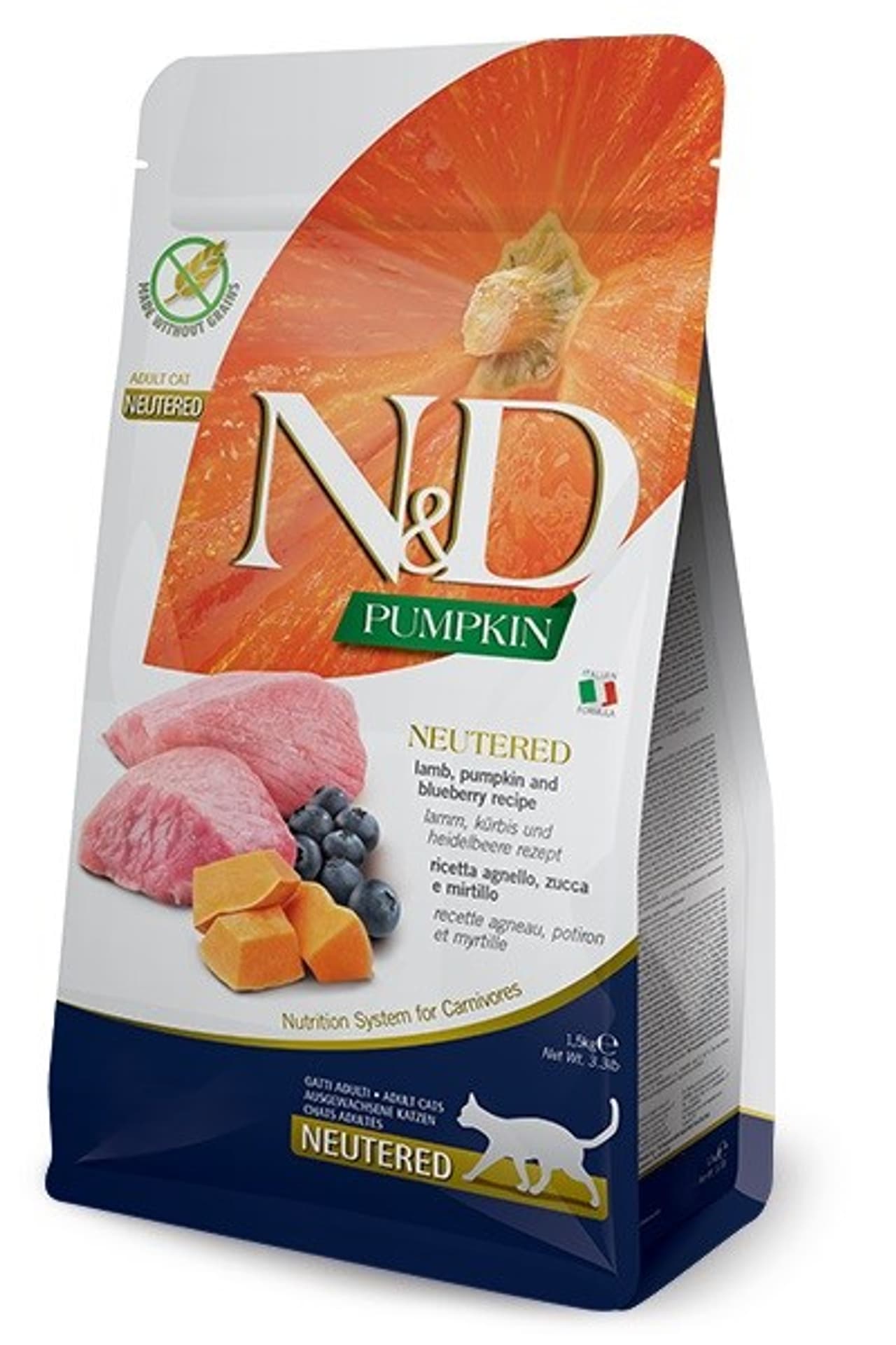 

FARMINA N&D PUMPKIN CAT LAMB & BLUEBERRY NEUTERED ADULT 1,5kg