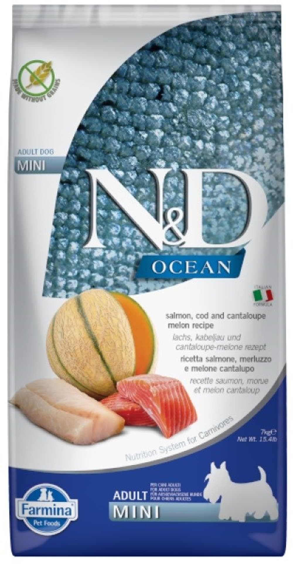 

FARMINA N&D OCEAN DOG SALMON,COD&CANTALOUPE MELON ADULT MINI 7kg