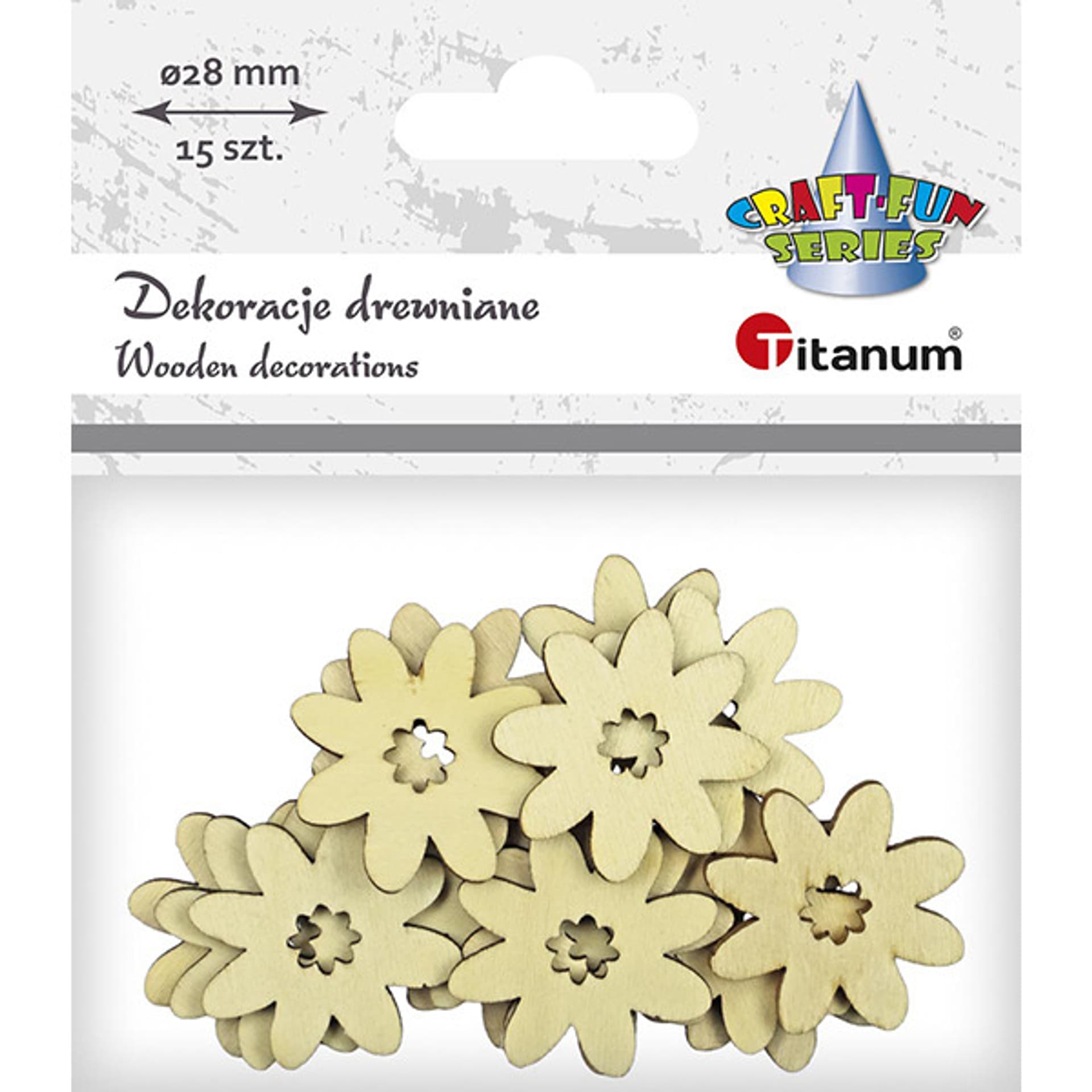 

Dekoracje drewniane KWIATY 28mm 12szt. 486030 TITANUM