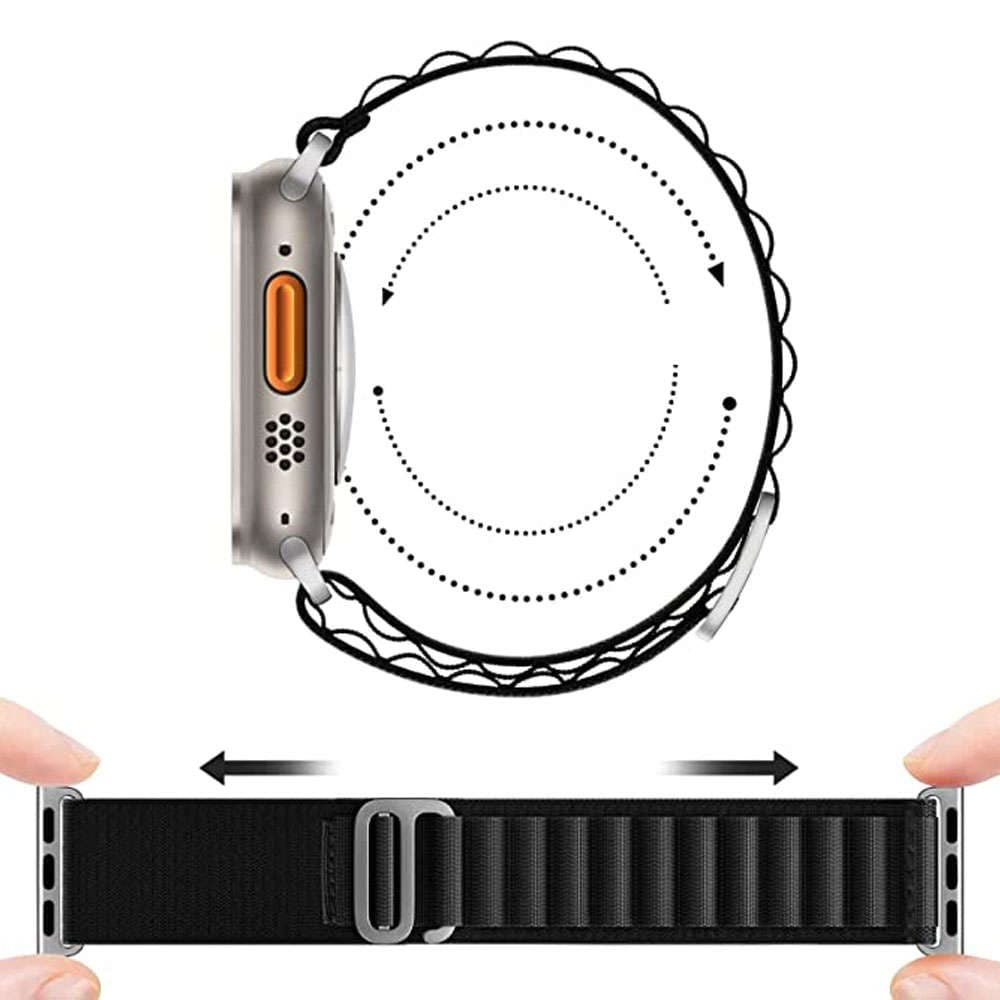 

Pasek nylonowy do zegarka Alogy Sport Strap do Apple Watch 4/5/6/7/8/SE/Ultra (42/44/45/49mm) Czarny, 42/44/45/49mm) czarn