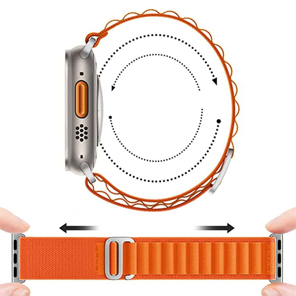 

Pasek nylonowy do zegarka Alogy Sport Strap do Apple Watch 4/5/6/7/8/SE/Ultra (42/44/45/49mm) Pomarańczowy, 42/44/45/49mm) pomarańczow