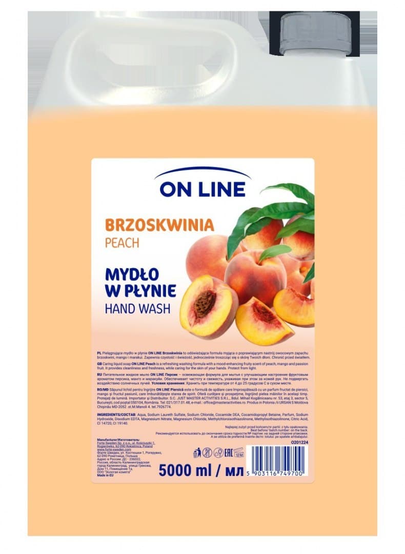 

On Line Mydło w płynie transparentne Brzoskwinia - zapas 5000ml