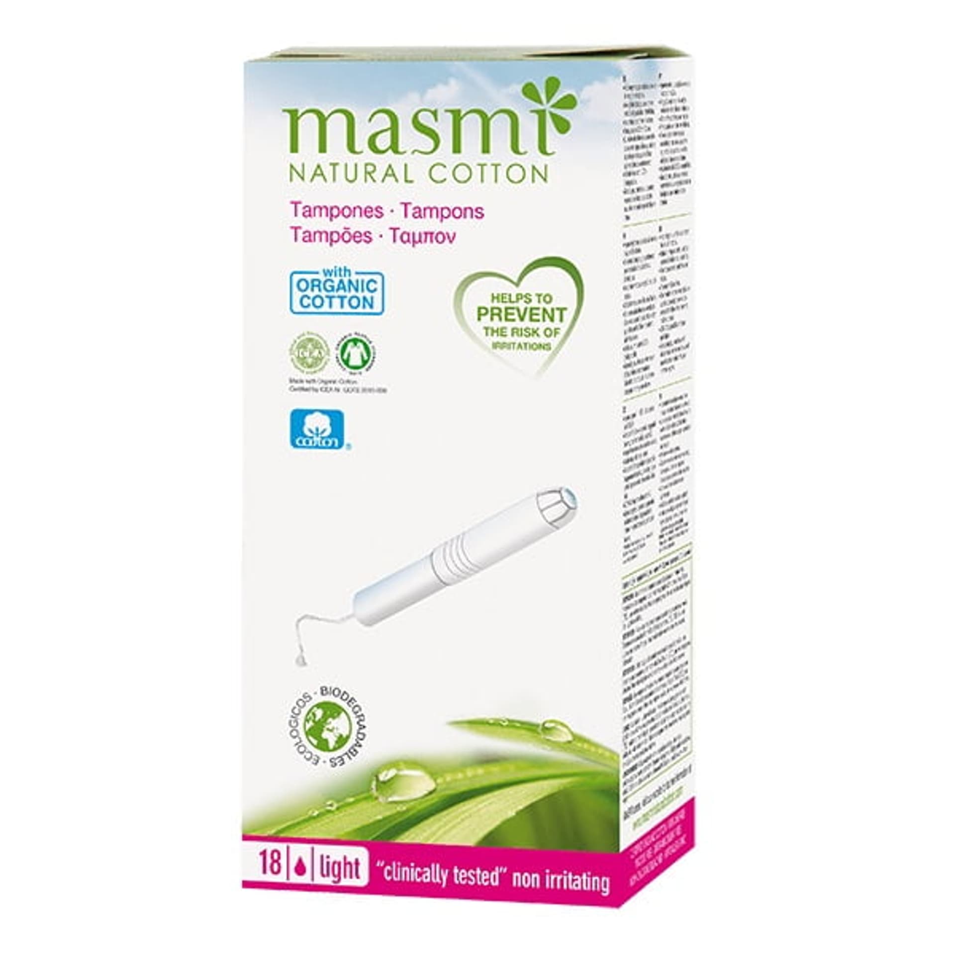 

Masmi Tampons tampony z aplikatorem z bawełny organicznej Light 18szt