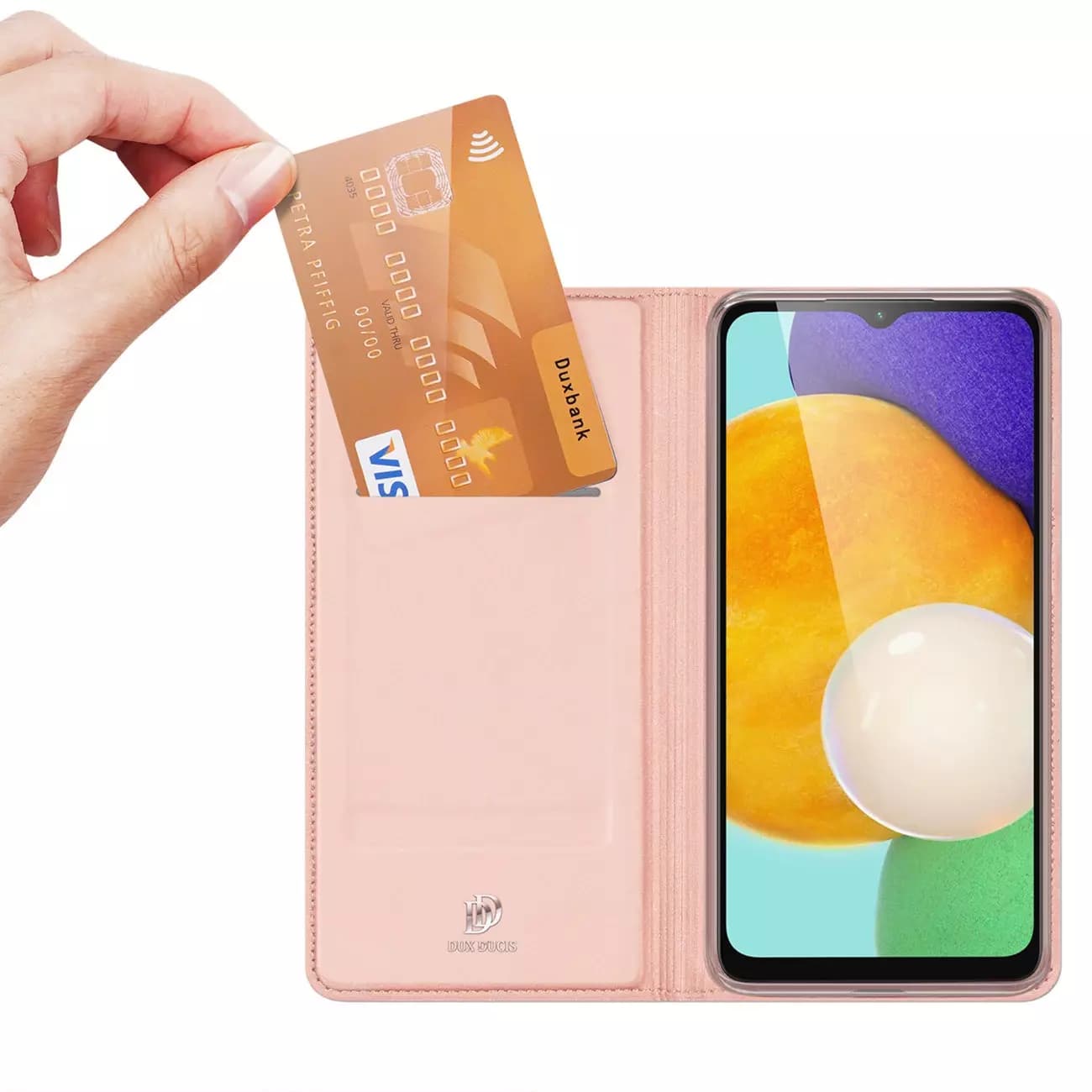 

Dux Ducis Skin Pro etui Samsung Galaxy A14 5G pokrowiec z klapką portfel na kartę podstawka różowe