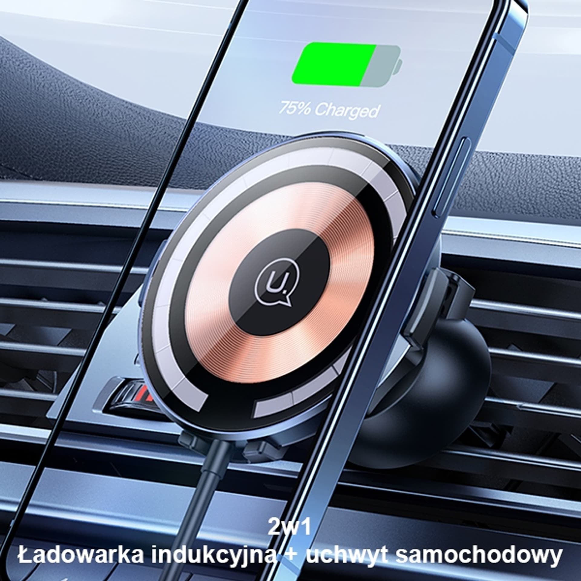 

USAMS Uchwyt indukcyjny US-CD164 15W 2w1 Magnetic do kratki went. transparent CD164DZ02