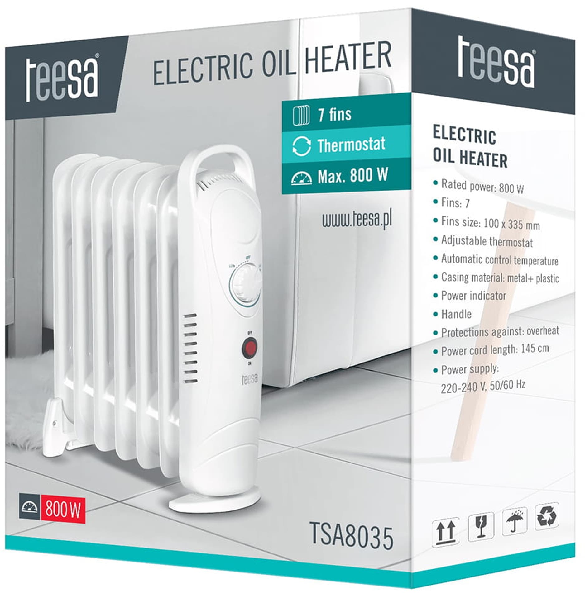 

Grzejnik olejowy Teesa (800 W, 7 żeberek)