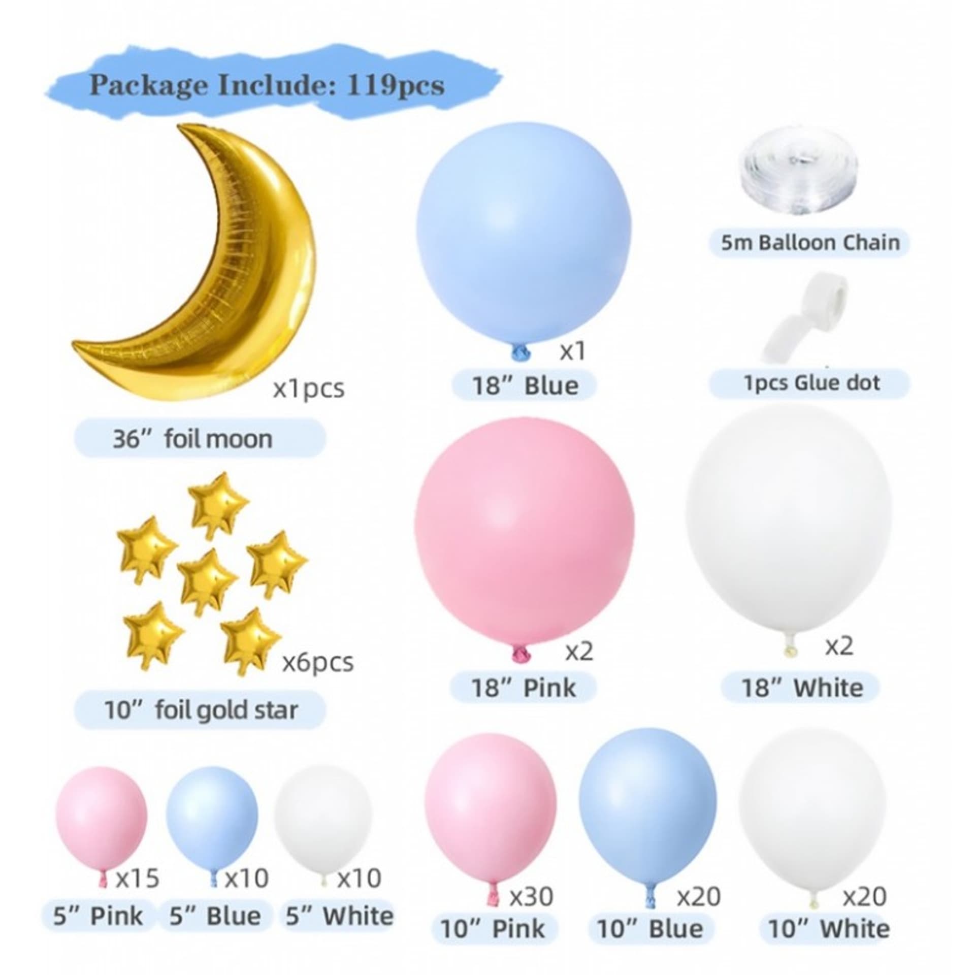 

Zestaw Balonów 119szt BLN07