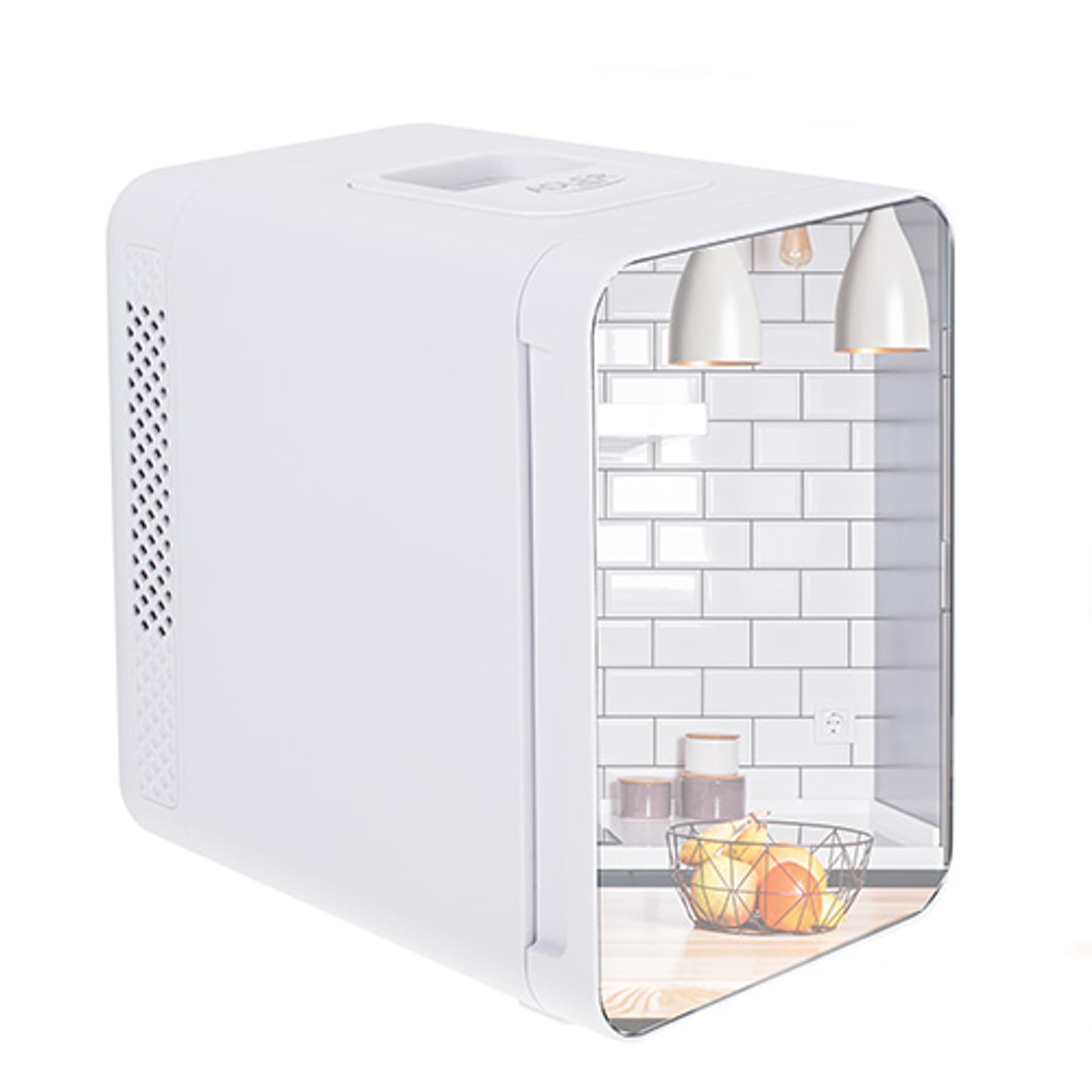 

Adler Mini lodówka z lustrem AD 8085 Wolnostojąca, Spiżarnia, Wysokość 27 cm, Pojemność netto lodówki 4 L, Biały