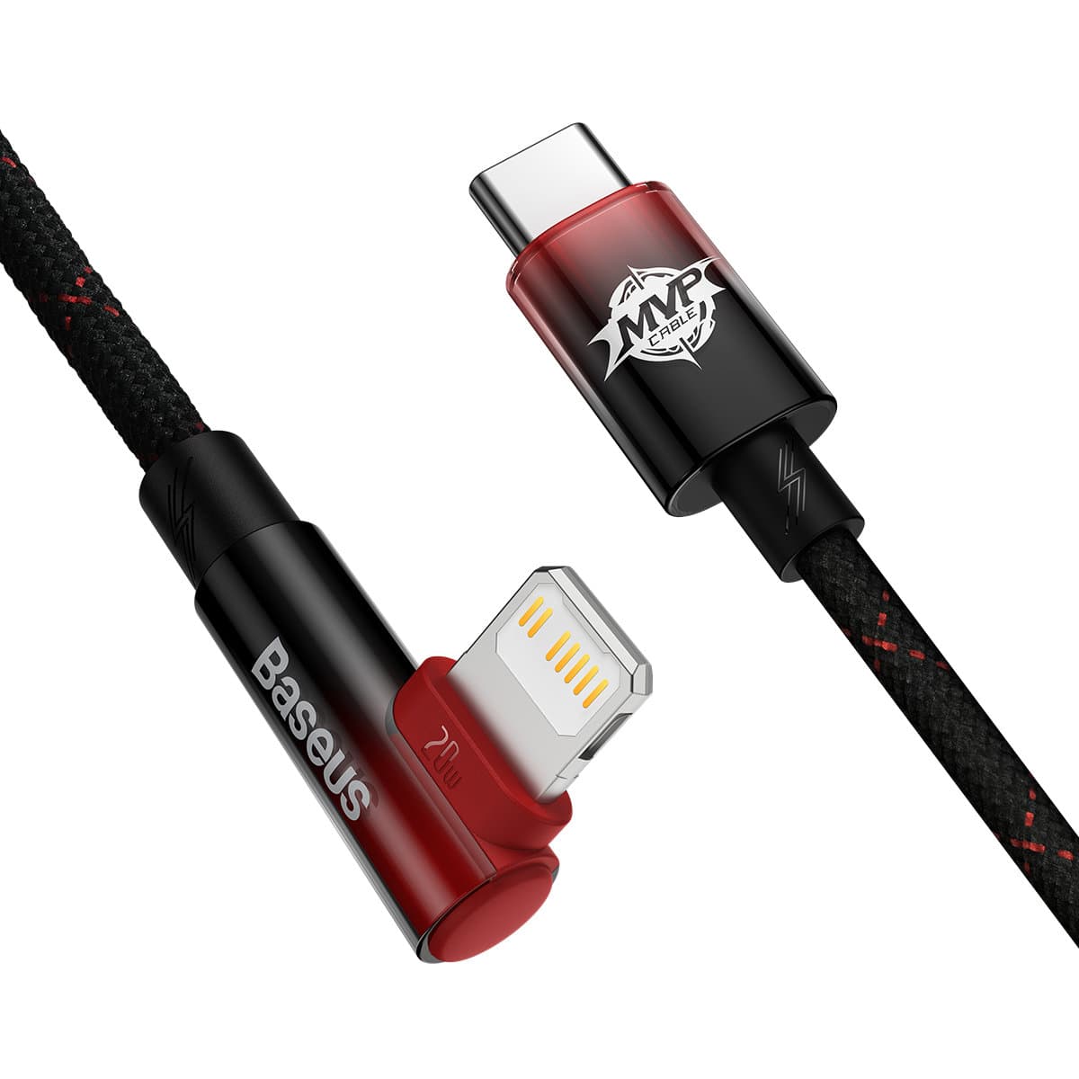 

Baseus MVP 2 Elbow kątowy kabel przewód Power Delivery z bocznym wtykiem USB Typ C / Lightning 2m 20W czerwony (CAVP000320)