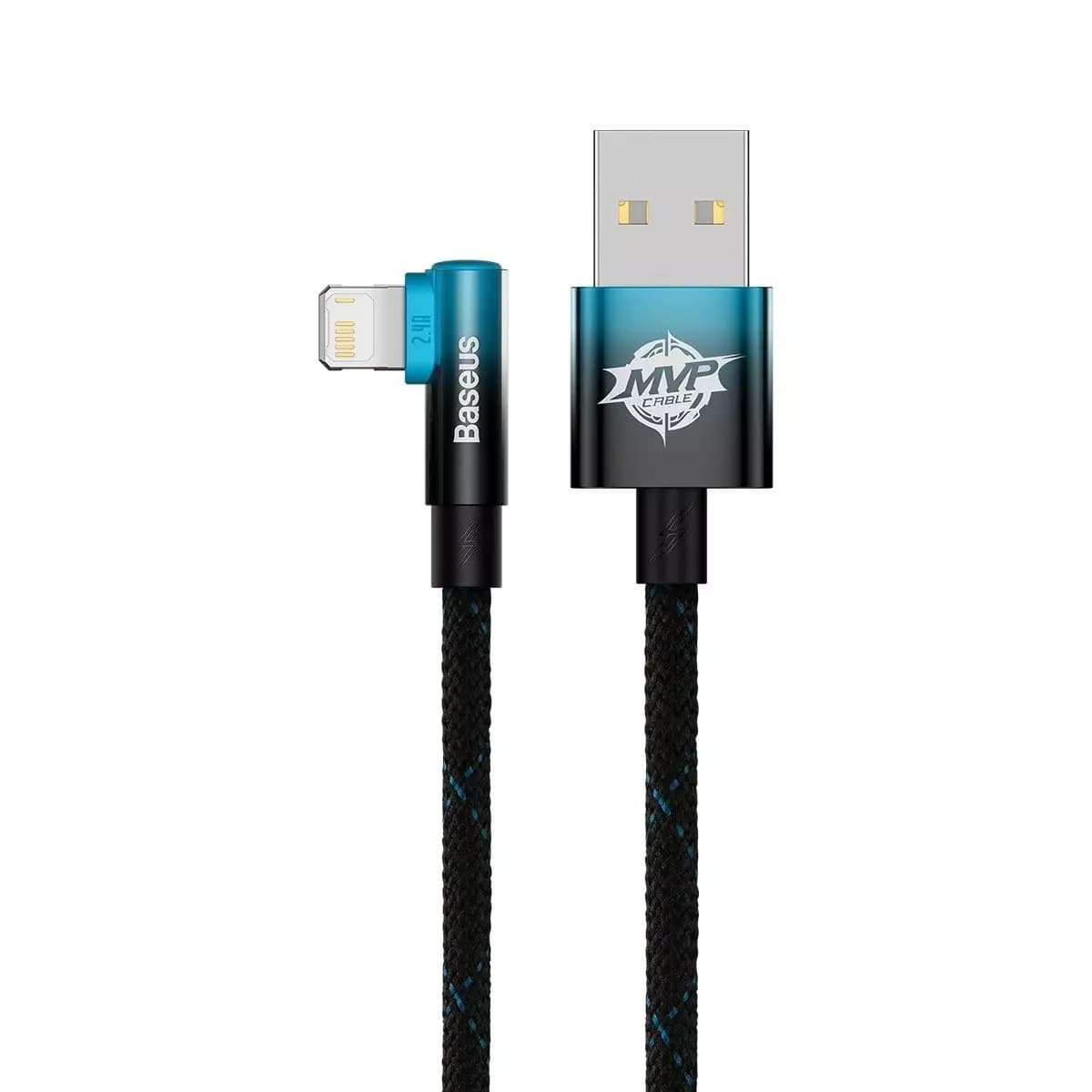 

Kabel Baseus MVP 2 Elbow kątowy przewód z bocznym wtykiem USB / Lightning 2m 2.4A niebieski (CAVP000121)