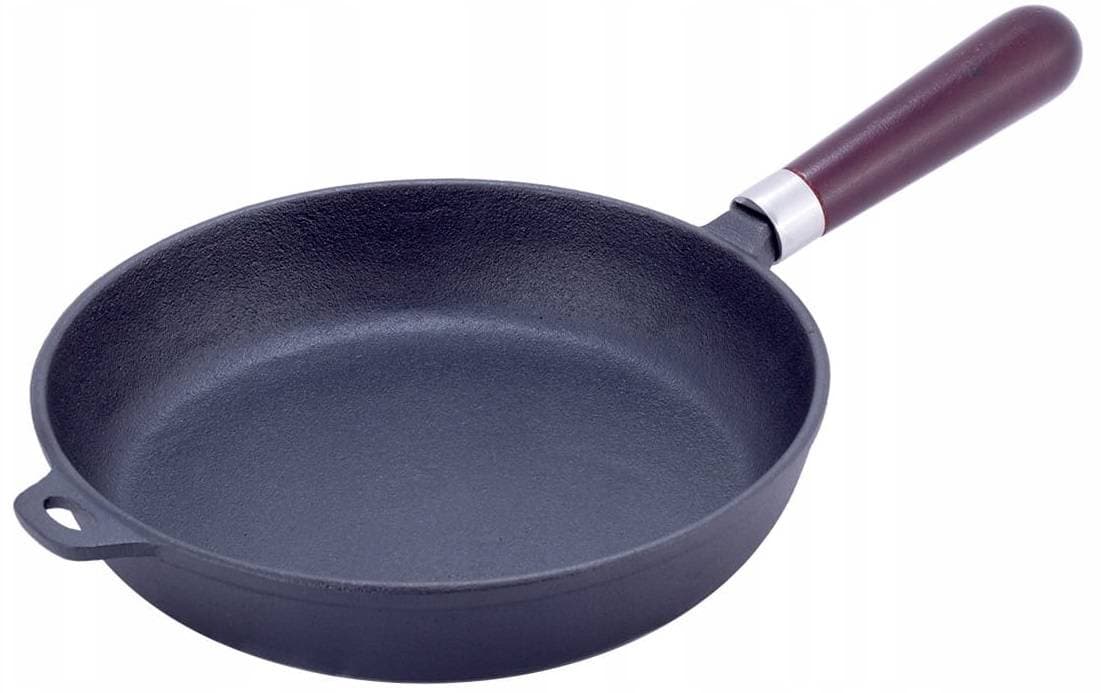 

PATELNIA ŻELIWNA GŁĘBOKA CIĘŻKA 24cm ODPINA RĄCZKA