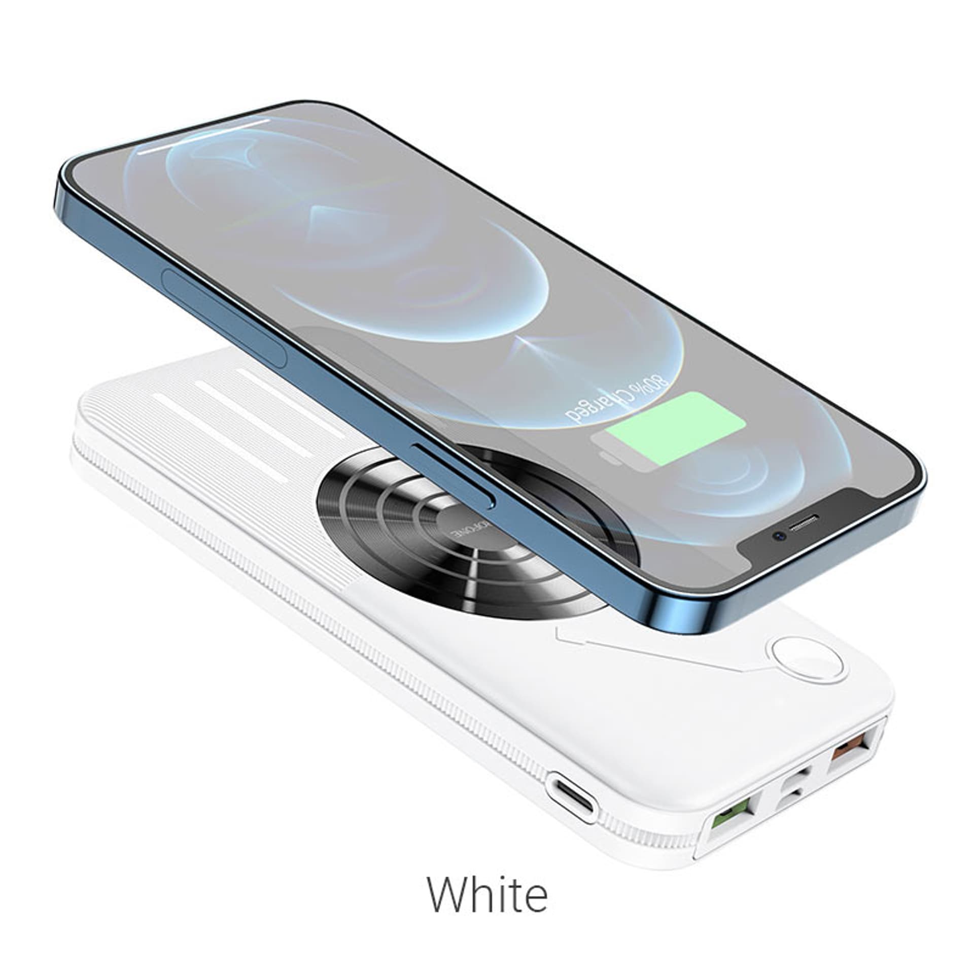 

BOROFONE POWER BANK 10000MAH BJ7 PROSPECT - 2X USB 3.0 + TYP C - PD 20W QC 3.0 MAGNETYCZNY Z ŁADOWANIEM INDUKCYJNYM BIAŁY