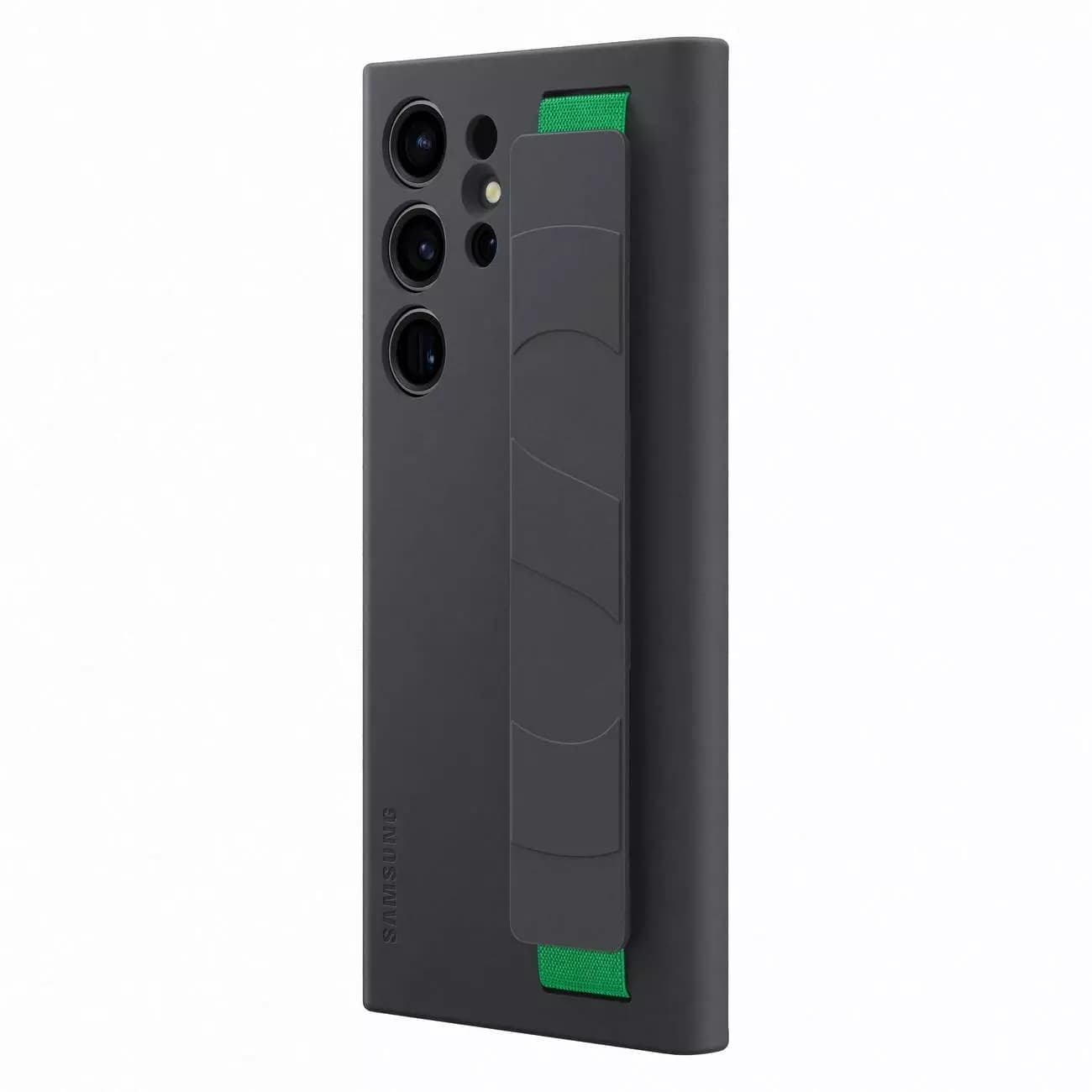

Etui na telefon Samsung Silicone Grip Cover etui Samsung Galaxy S23 Ultra silikonowy pokrowiec z paskiem na rękę czarne (EF-GS918TBEGWW)