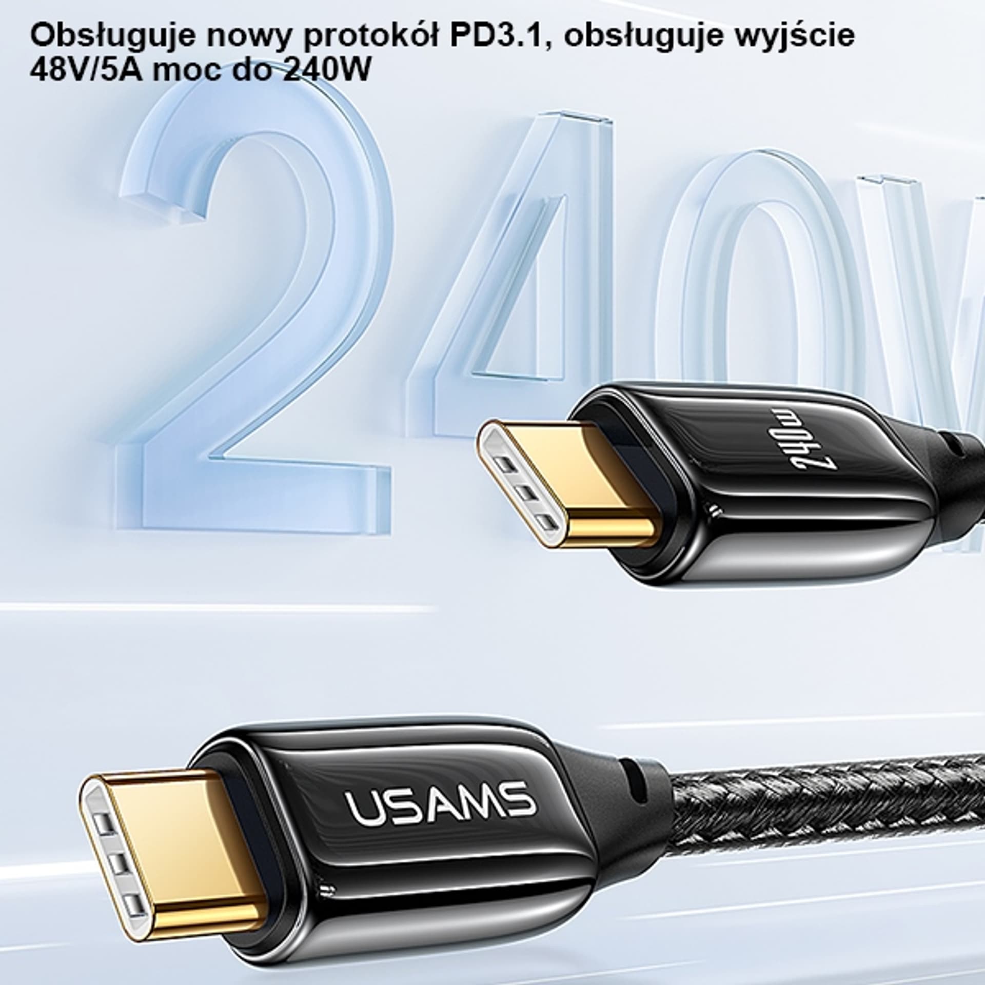 

USAMS Kabel pleciony U82 USB-C na USB-C 2m 240W PD 3.1 Fast Charging czarny/black SJ581USB01 (US-SJ581)