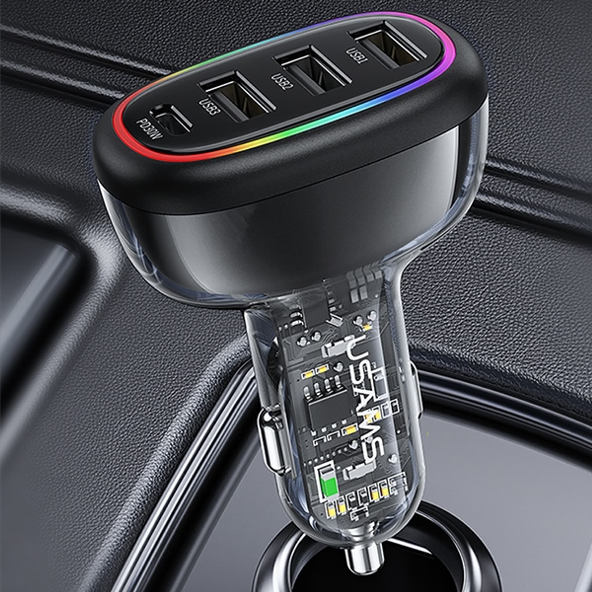 

USAMS Ład. sam. 1xUSB-C 3xUSB-A C34 48W 3A+C PD Fast Charge czarny/black CC170CC01 (US-CC170)