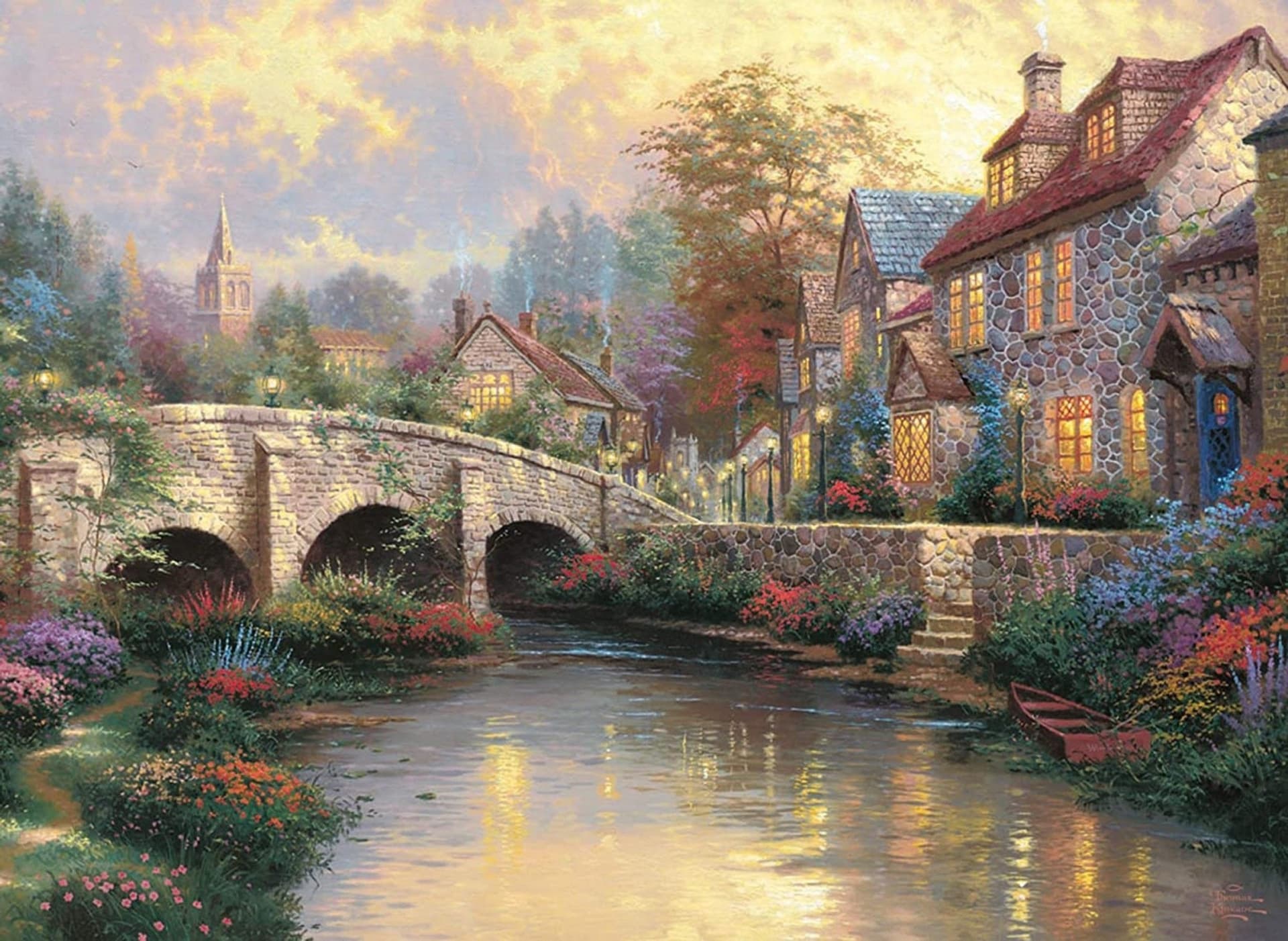

Puzzle 1000 elementów Thomas Kinkade Na starym moście