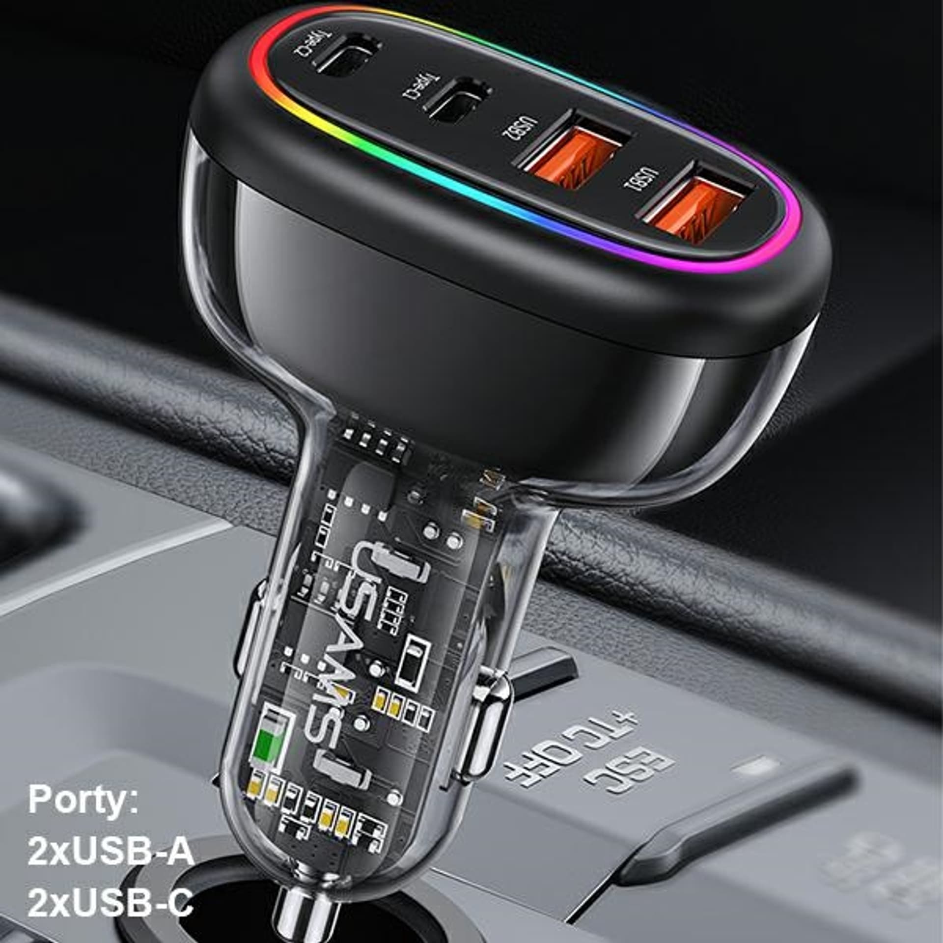 

USAMS Ład. sam. 2xUSB-C 2xUSB-A C34 120W Fast Charge czarny/black CC169CC02 (US-CC169)