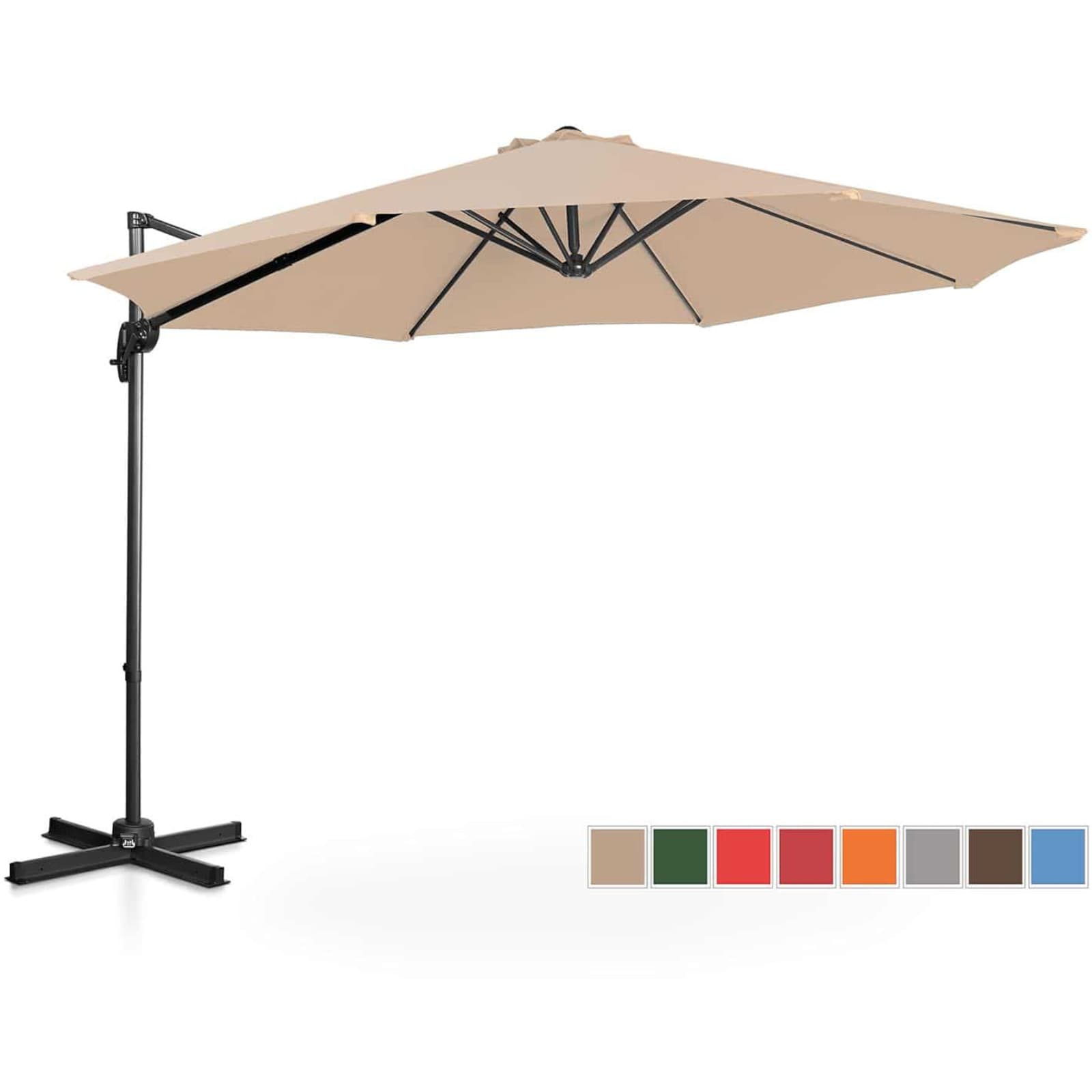 

Parasol ogrodowy na wysięgniku bocznym uchylny okrągły śr. 300 cm kremowy