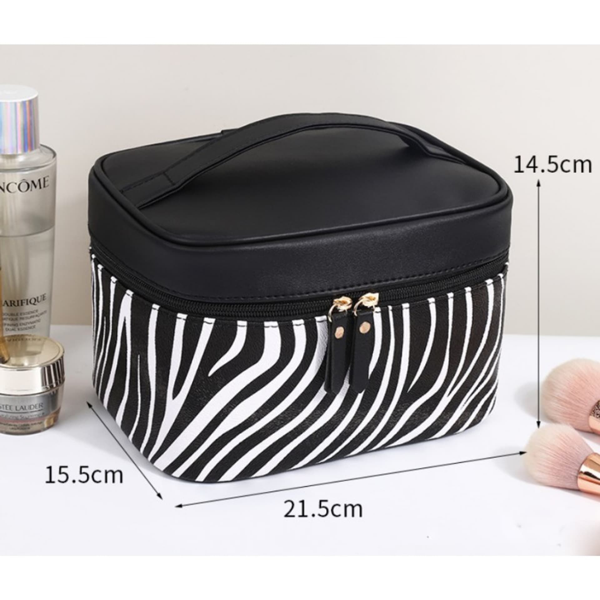 

Kosmetyczka rozkładana czarna wzór zebra kuferek KS48