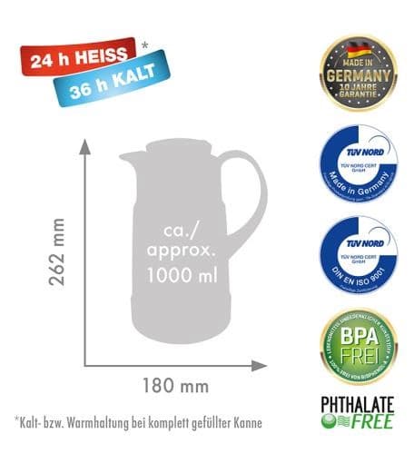 

ROTPUNKT THERMOS JUG, 1.0 L, RISTRETTO (BLACK) 320 RI, Black) 320 r