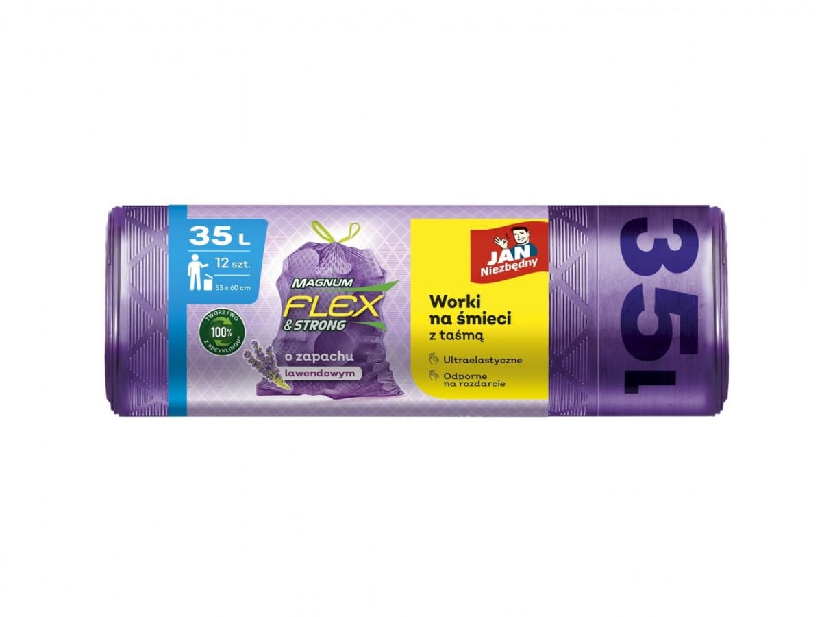 

Jan Niezbędny Worki na śmieci z taśmą Magnum Flex&Strong - Lawenda 35L 1op.-12szt