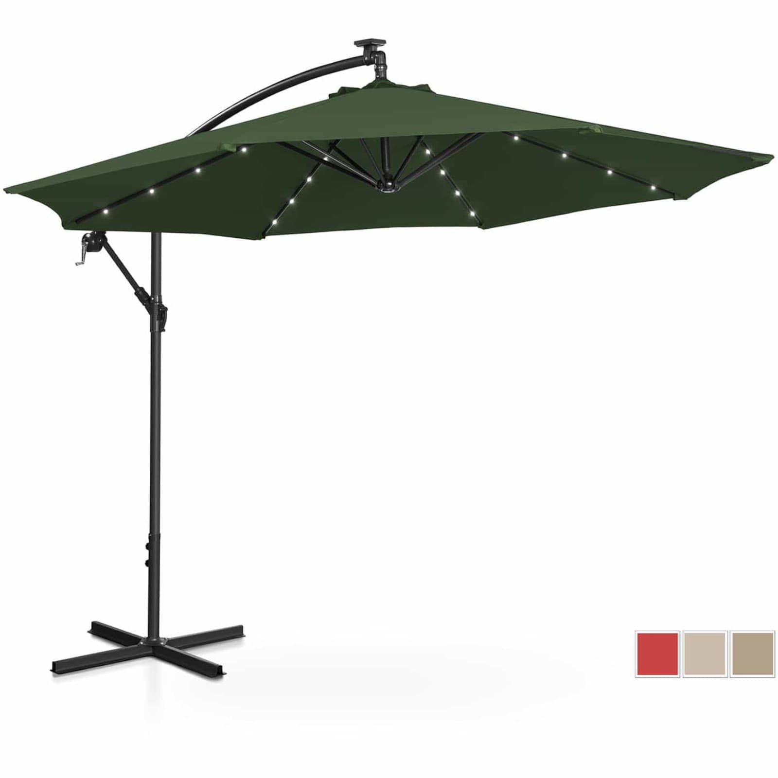 

Parasol ogrodowy na wysięgniku okrągły uchylny z oświetleniem LED śr. 300 cm zielony